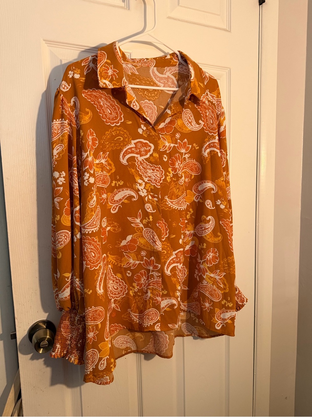 Source Unknown Mustard Paisley Button-Front Tunic